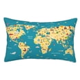 thumbnail image 1 of Kdxio World Map With Landmarks Print Pillows Covers Cases Bedroom Decor Decoration Rectangle Two Sides Printed-14"x20", 1 of 6
