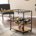 thumbnail image 2 of HomeRoots Metal Bar Cart with Wine Storage, Brown & Black, 2 of 8