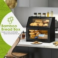 thumbnail image 3 of Bamboo Wood Bread Box with Cutting Board - Farmhouse Countertop Storage Organizer (Black), 3 of 6