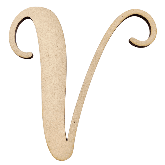20" Tall MDF Wood Letter V | 1/8" Thick | Wood Craft Letter | Starfish Font