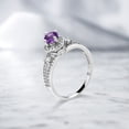 thumbnail image 3 of Gem Stone King 925 Sterling Silver Purple Amethyst Engagement Ring for Women (1.42 Cttw, Round 5MM, Gemstone February Birthstone, Size 8), 3 of 4
