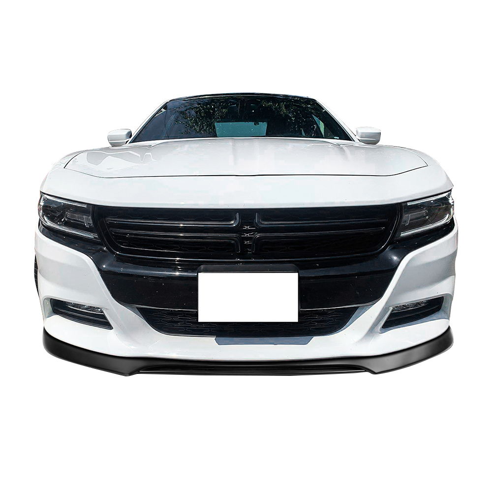 Ikon Motorsports Compatible with 15-23 Dodge Charger Front Bumper Lip IKON V2 Style Black PP