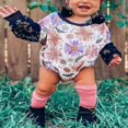 thumbnail image 2 of Toddler Baby Girls Sweatshirt Rompers Halloween Pumpkin Floral Print Mesh Long Sleeve Jumpsuits, 2 of 7
