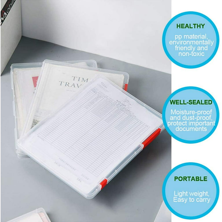 SFLHHDM Portable Project Case, Clear Storage File Boxes A4 Paper Storage  Boxes, Plastic File Sorters, Material Storage Case with Handle Scrapbook  for