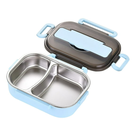 Stainless Steel Split Fast Food Bento Box Insulation Bento Box High-Grade Stainless Steel Liner Box/ Stainless Steel Compartment Lunch Box (Small 2 Compartments)