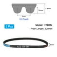 thumbnail image 2 of 5 Packs HTD-3M Rubber Timing Belt 103 Teeth, 309mm Pitch Length x 6mm Width x 2.4mm Height, Pulley Timing Belt, 2 of 6
