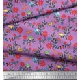 thumbnail image 2 of Soimoi Purple Poly Georgette Fabric Insect,Bird & Floral Artistic Decor Fabric Printed BTY 52 Inch Wide, 2 of 3