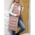 thumbnail image 3 of Aricy Women's Long Puffer Vest Sleeveless Jacket With Hood Zip Up Hoodie Pockets Long Winter Warm Coat Quilted Vest Down Quilted Outdoor Fall Jackets Outerwear, 3 of 5