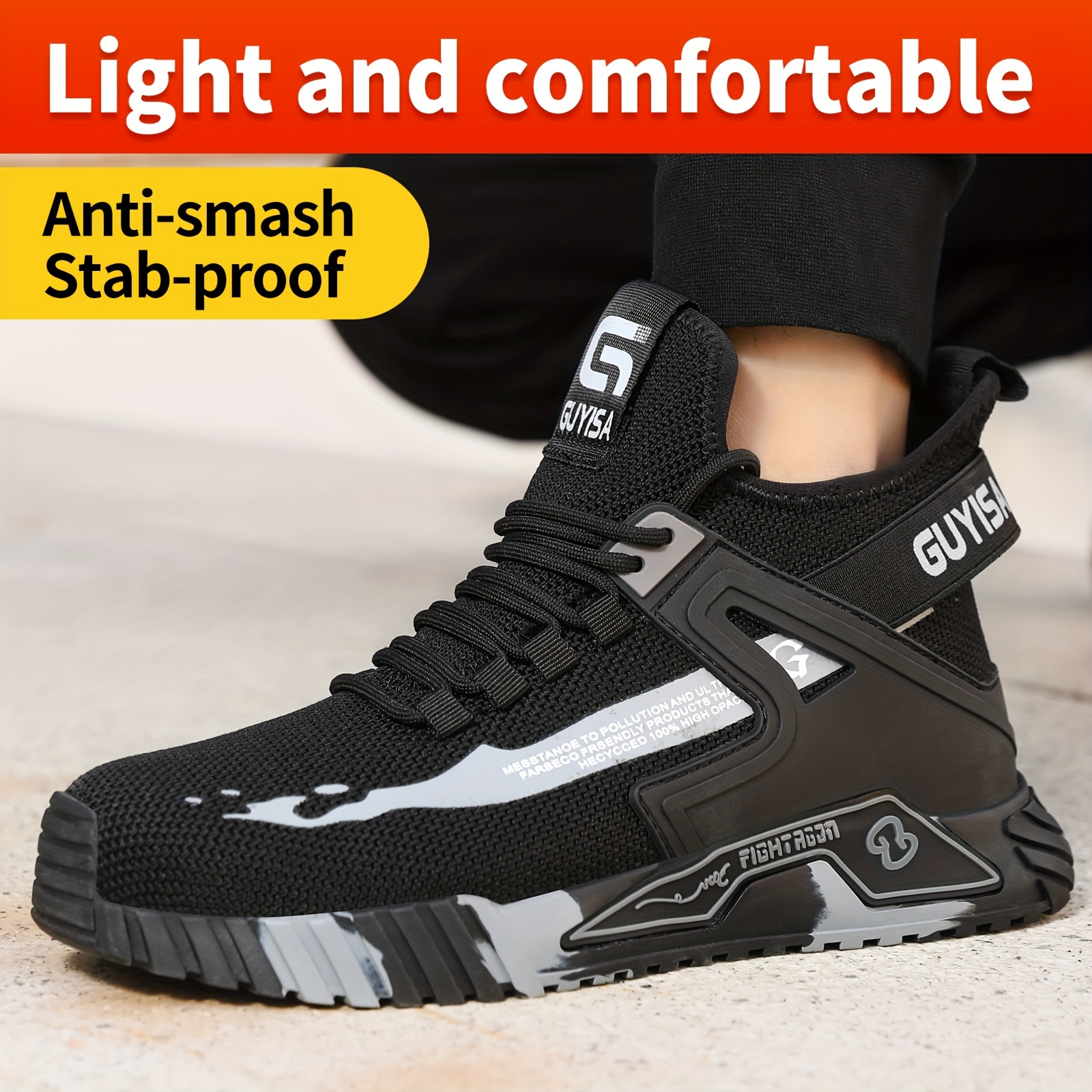 Men's Comfortable Work Safety Shoes - Puncture-Resistant, Non-Slip ...