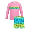 thumbnail image 4 of Bathing Suits for Teens Rash Guard Swimsuits Set for Boys Hawaiian Print Long Sleeve Swim Shirt with Swim Trunks Vacation Modest Two Piece Swim Set for 3-14Years, 4 of 7