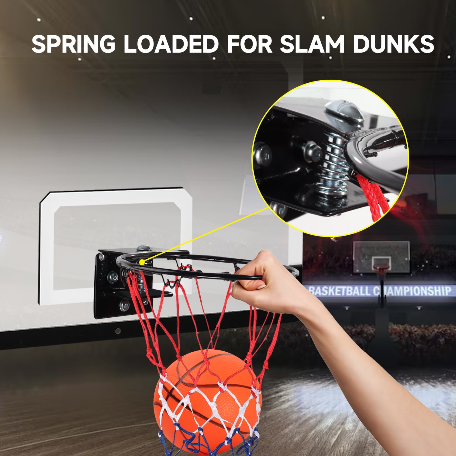 GSE Games & Sports Expert Over-The-Door Large Basketball Hoop Set with Basketball & Pump, Wall-Mounted Basketball Hoop Set for Home & Office, Indoor Basketball Game