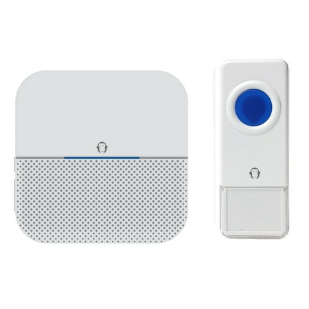 Wireless Panic Pendant Wireless Waterproof Doorbell / Panic Button, B6 Series, 52 Chimes, White/Blue - 1,000 Ft Range ()