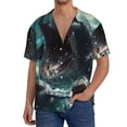 thumbnail image 7 of Lsque Wave Ocean Animal Shark print Men's Cuban Collar Short Sleeve Shirt Summer Beachwear Casual Button Down Fashionable Vacation Leisure Shirt-Medium, 7 of 7