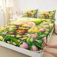 thumbnail image 4 of Erosebridal Cute Cartoon Gnome Bed Sheets,Pink Yellow Tulip Flowers King Sheets For Kids Girls 4 Pieces, 4 of 6