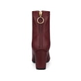 thumbnail image 2 of Unique Bargains Women's Pointy Toe Back Zip Block Heel Ankle Boots Burgundy (Size 6), 2 of 7