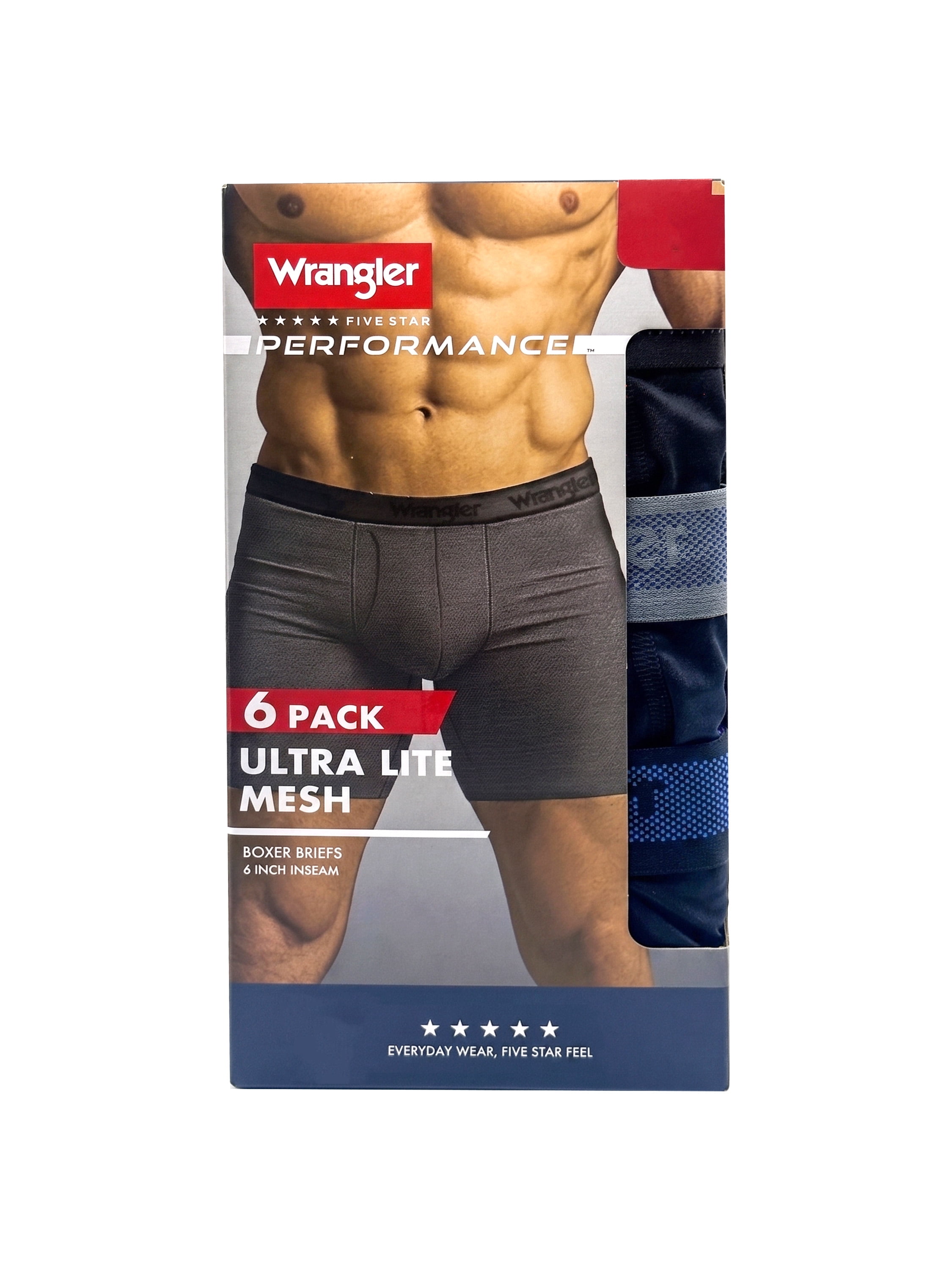 Wrangler Men's Ultra Lite Mesh Boxer Brief, 6 Pack