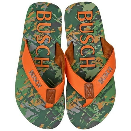 

Busch Hunter Orange Text Logo Tree Camo Mens Flip Flop Sandals Extra Large - 13-14