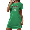 thumbnail image 2 of Sakmal Plus Size Moomoos for Women Sleep Green Soft Christmas Playful Nightwear Crew Neck Short Short Sleeve Merry Christma Print Nightgowns S-2XL, 2 of 5