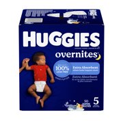 Huggies Overnites Nighttime Baby Diapers, Size 5 (27+ lbs), 50 Count (Select for More)