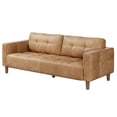 thumbnail image 6 of IdealHouse 3-Seater Sofa Couch, 83" Wide Faux Leather Sofa Couch with Spring Cushion, Modern Sofa with Deep Seats and 2 Removable Back Cushions, for Living Room, Bedroom, Apartment, Office, Brown, 6 of 12