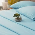 thumbnail image 3 of HTOOQ Bed Sheet Set Super Soft Microfiber 1800 Thread Count Luxury Egyptian Sheets 16HTOOQ Inch Deep Pocket，Wrinkle HTOOQ 3 Piece (Spa Blue, Twin XL), 3 of 8