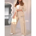 thumbnail image 6 of Women'S Fall Spring 2 Piece Blazer Outfits Business Casual Oversized Jacket Wide Leg Work Pants Khaki M, 6 of 9