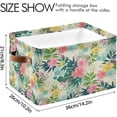 thumbnail image 4 of FREEAMG Elegant Flower Colorful Floral Large Square Storage Basket Bin with Handles 1PCS, Foldable Multi Functional Closet Storage Box Shelf Basket for Storing Toys, Books and Clothes, 4 of 7