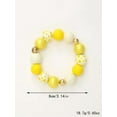 thumbnail image 5 of Bright Color Print Flower Wood Beads Stretchy Bracelet Summer Jewelry Girls Gift, 5 of 8