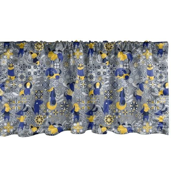 Ambesonne Dog Lover Window Valance, Chaotic Various Puppies, 54" X 18", Multicolor