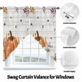thumbnail image 3 of Swag Curtains Valances for Windows, Farmhouse Fall Thanksgiving Short Kitchen Window Curtains Over Sink, Orange White Pumpkins Leaves Cafe Curtains Panel Set Of 2,Rod Pocket, 36 Inches Length, 3 of 8