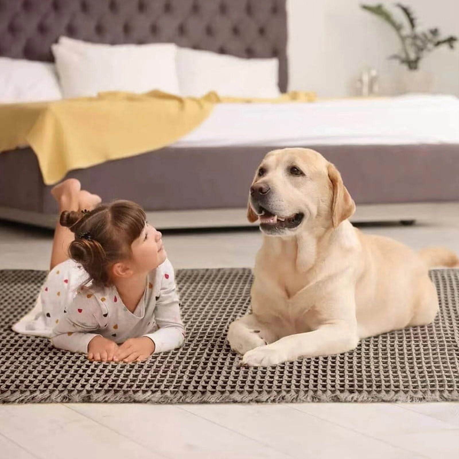 Rubber Backed Mat: Upgraded Waffle Bath Mat ， Non-Slip Washable Pet Rug & Bathroom Rugs with Tassels, Machine Washable Indoor Mat, Ultra Soft, 24"x36" Brown