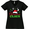 thumbnail image 3 of Inktastic Glamma Claus with Christmas Santa Hat and Snowflakes Women's Plus Size V-Neck T-Shirt, 3 of 5