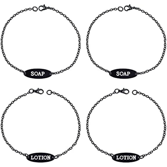 8Pcs Soap and Lotion Dispenser Tags Alloy Lotion Bottle Tags Electrophoresis Black Soap and Lotion Label Tags with Chains for Bathroom Kitchen - 2 Styles