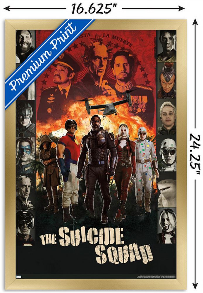 DC Comics Movie The Suicide Squad - Battle Group Wall Poster, 14.725" x 22.375", Framed