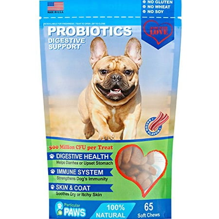 Probiotics for Dogs - Treats - for Digestion, Diarrhea Relief, Regularity, Promotes Immune System and Digestive Health - Bacon Flavor - 65 Soft (Best Way To Treat Diarrhea In Dogs)