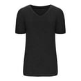 thumbnail image 4 of Scyoekwg Summer Womens Going Out Tops Trendy Loose Comfy Blouse Tshirt Classic Solid Color V-Neck Basic Tops Casual Going Out Tops Short Sleeve Tunic Tops (Black,XXL), 4 of 6