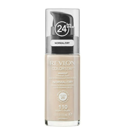 Revlon Colorstay Makeup Foundation for Normal To Dry Skin, #110 Ivory + Makeup Blender Stick, 12 (Best Dewy Finish Foundation For Dry Skin)