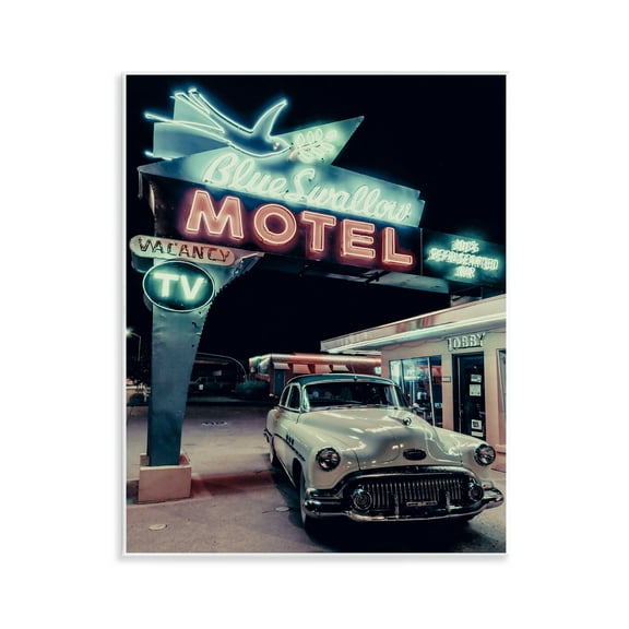 Stupell Industries Vintage Motel Getaway Car Transportation Painting Unframed Art Print Wall Art, 11 x 14