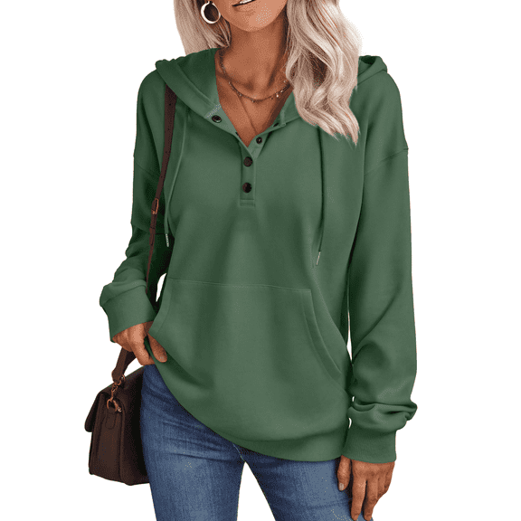 SUNBS Hoodies for Women Half Boutton Sweatshirts Pullover Drawstring Fall Clothes With Pocket