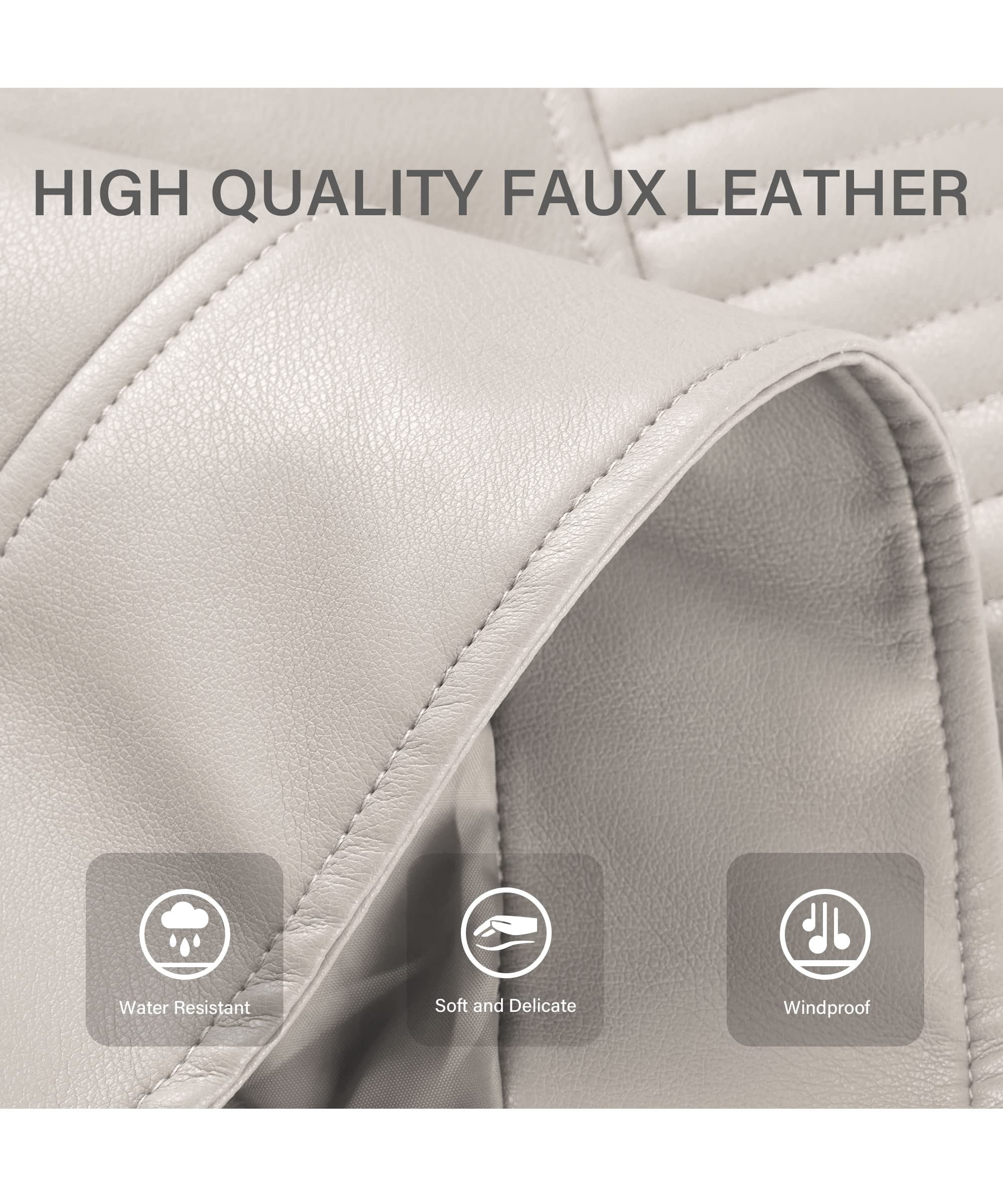 Giolshon Women's Faux Leather Jacket Moto Water Resistant Coat