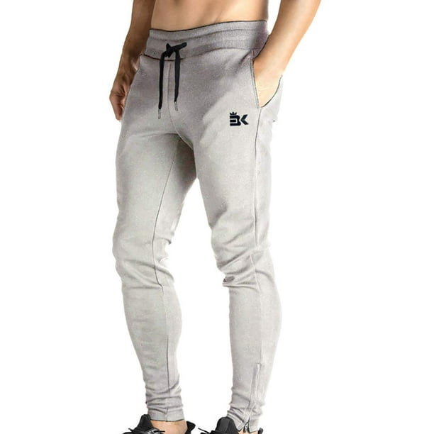 BROKIg Mens Zip Joggers Pants - casual gym Fitness Trousers