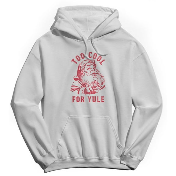 Christmas Holiday Too Cool For Yule Graphic White Men's Cotton Pullover Hoodie