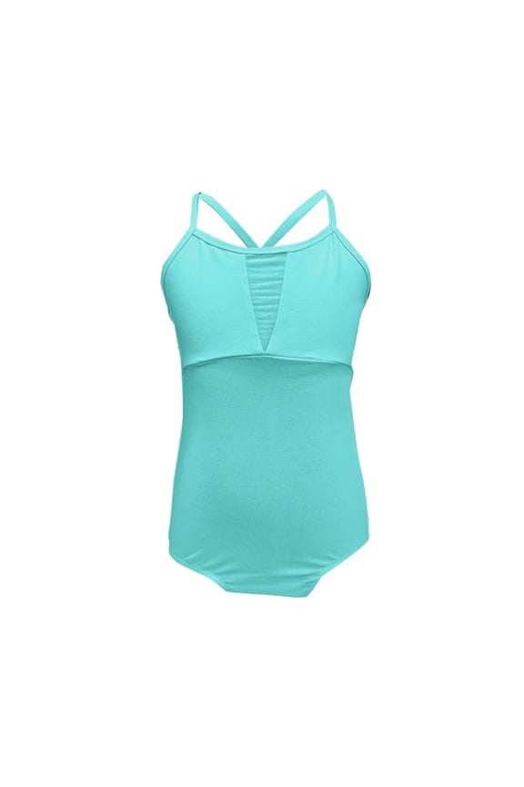 Girls Camisole Leotards for Ballet/Dance/Gymnastics Criss-Cross Back Mesh Toddler Ballet Outfit Dancewear for 3-16 Years