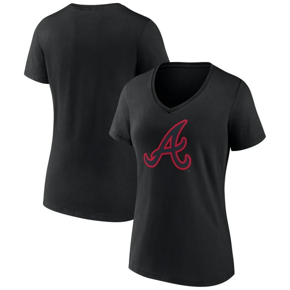 Women's Black Atlanta Braves Rough Diamond V-Neck T-Shirt