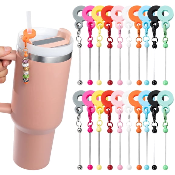 20 Pcs Beadable Tumbler Straw Charm