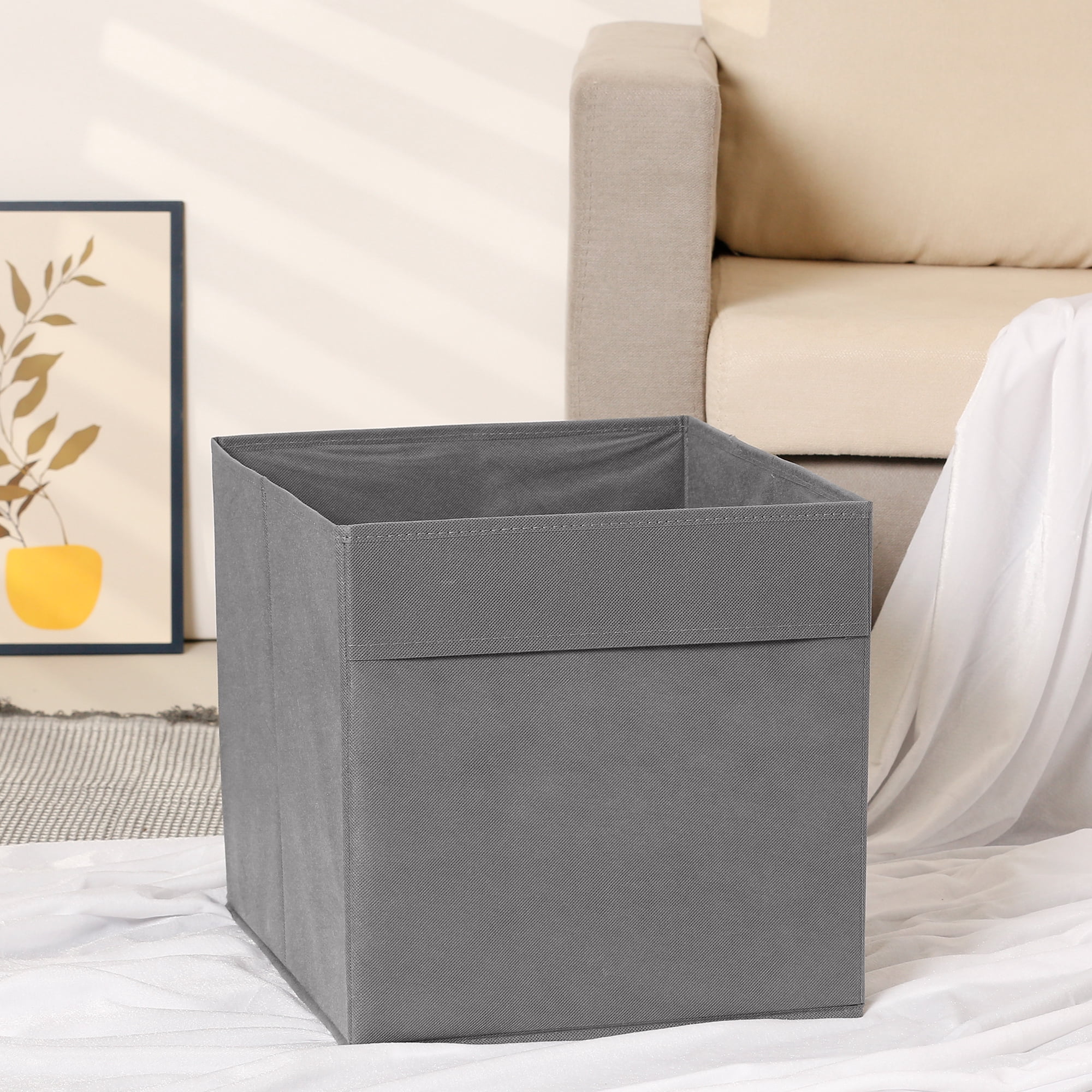 REGALWOVEN Collapsible Fabric  Storage Cube, Storage Bin for Shelves Closet, Storage Basket Grey 15*13*13in