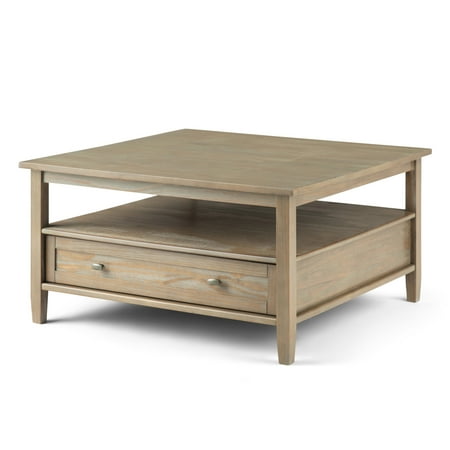 table coffee wood square solid wide grey lexington rustic distressed brooklyn inch max