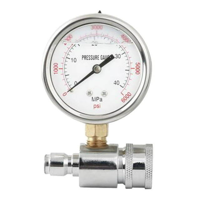 de manómetro para lavadora a de material acero inoxidable, acoplador de 3/8 pulgadas, 6000 PSI Gloria Manómetro de presión de aire del compresor