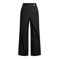 thumbnail image 6 of Women's Casual Cotton Linen Blend Pants Loose Fit Solid Color Elastic Waist Straight Leg Long Pants Black, 6 of 6