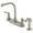 Nickel, variant on Kingston KB711ACLSP American Classic Two-Handle 4-Hole 8" Centerset Kitchen Faucet with Side Sprayer in Polished Chrome